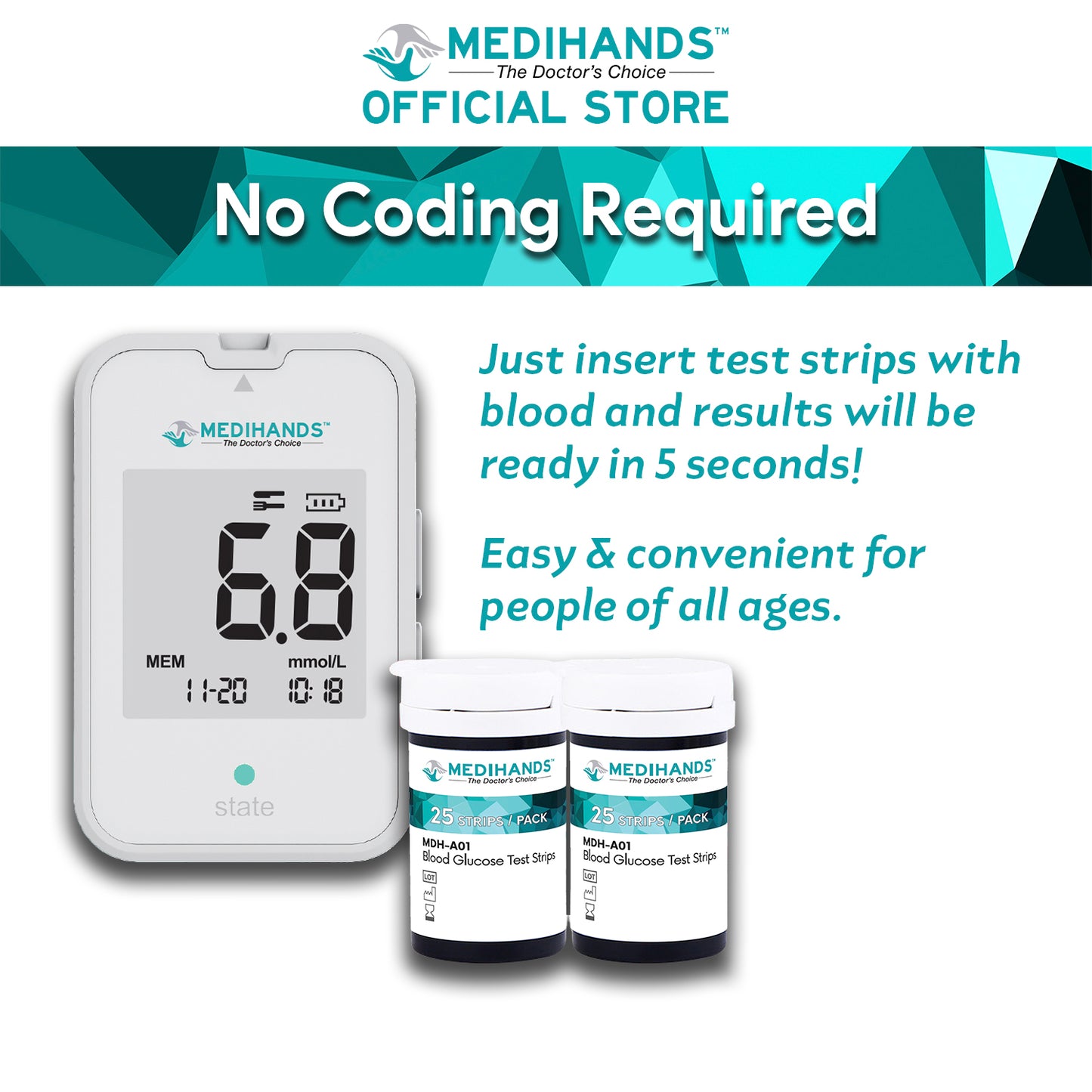 Medihands MDH-A12 Blood Glucose Monitor