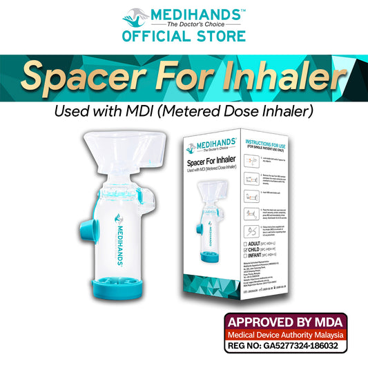 Medihands Spacer For Inhaler - Used With MDI (Metered Dose Inhaler) For Children & Adult With Asthma