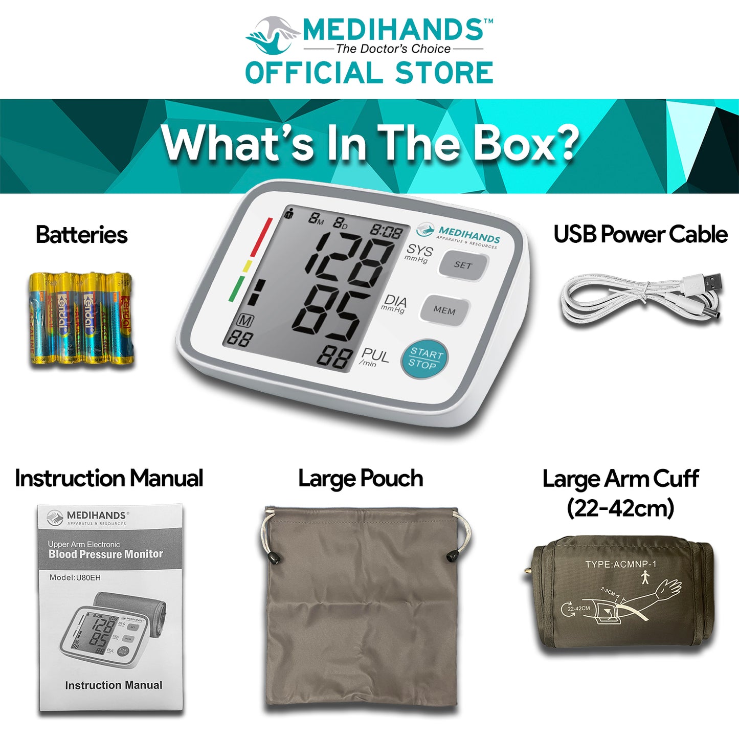 Medihands Upper Arm Electronic Blood Pressure Monitor